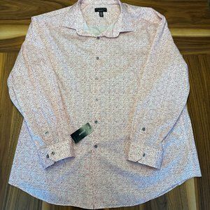 Alfani Regular Fit 18-18 1/2, 34-35, Men's Button-Up Dress Shirt Red and White